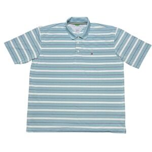 Tommy Hilfiger Golf Striped Polo Light‎ Blue Men's XXL Performance EUC